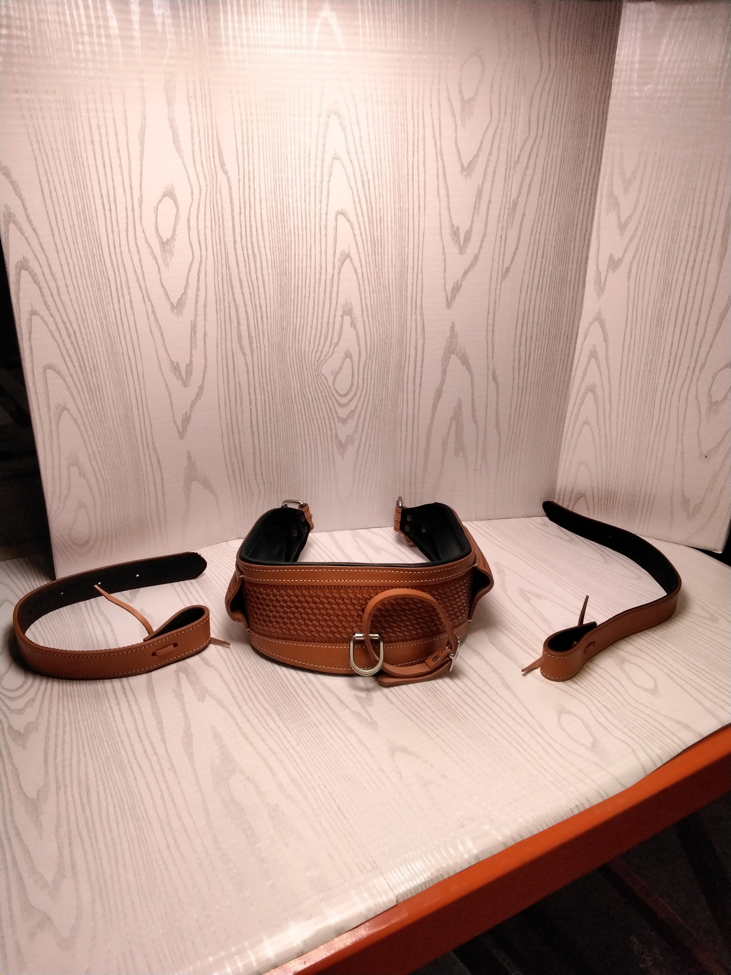 Horse Western Padded Leather Cinch 9782TN- 34 inch, tan (7753051472110)